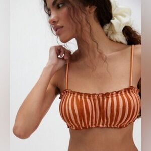 NEW Ladies S M FREE PEOPLE Matilda Bralette Stripe Boho Bra Adjustable Straps